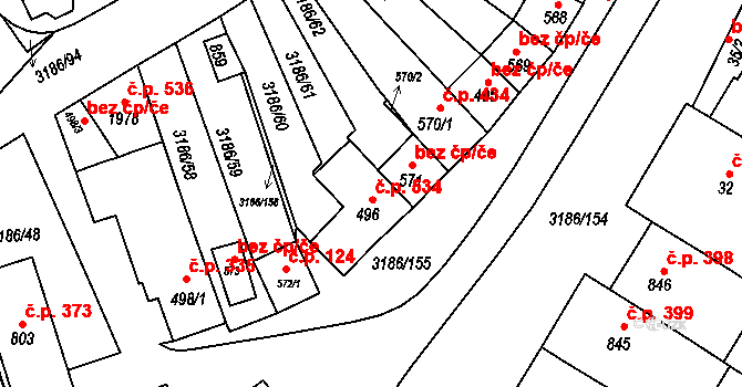 Zaječí 47316071 na parcele st. 496 v KÚ Zaječí, Katastrální mapa