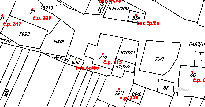 Polešovice 415 na parcele st. 71/2 v KÚ Polešovice, Katastrální mapa