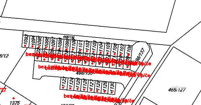Znojmo 48190071 na parcele st. 1104 v KÚ Přímětice, Katastrální mapa