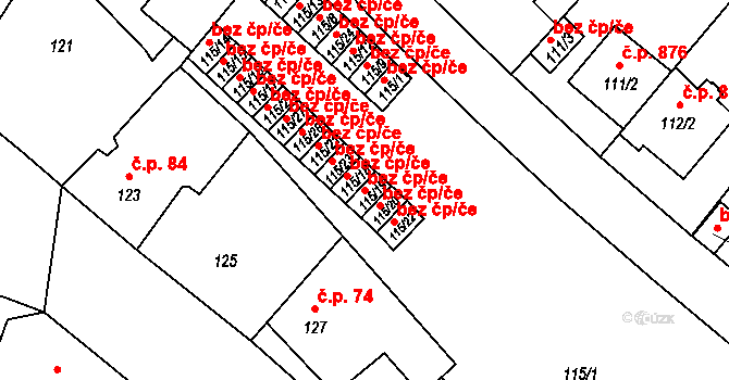Praha 48500071 na parcele st. 115/19 v KÚ Podolí, Katastrální mapa