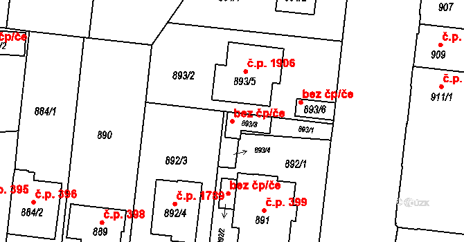 České Budějovice 48514071 na parcele st. 893/3 v KÚ České Budějovice 7, Katastrální mapa