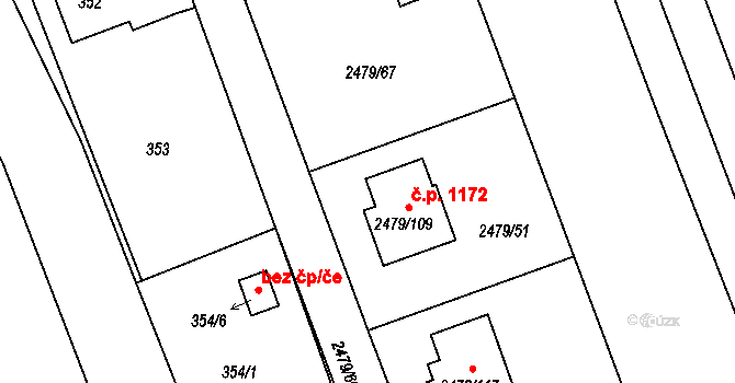 Třemošná 1172 na parcele st. 2479/109 v KÚ Třemošná, Katastrální mapa