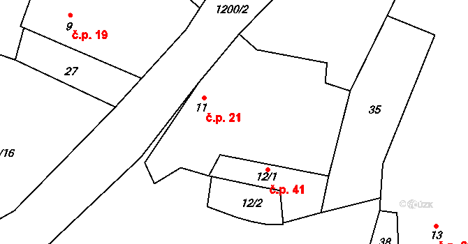 Probulov 21 na parcele st. 11 v KÚ Probulov, Katastrální mapa