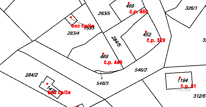 Mikovice 449, Kralupy nad Vltavou na parcele st. 468 v KÚ Mikovice u Kralup nad Vltavou, Katastrální mapa