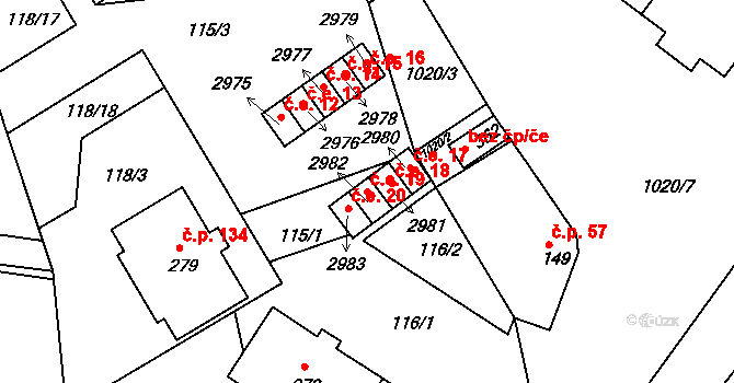 Bohdalice 19, Bohdalice-Pavlovice na parcele st. 2982 v KÚ Bohdalice, Katastrální mapa