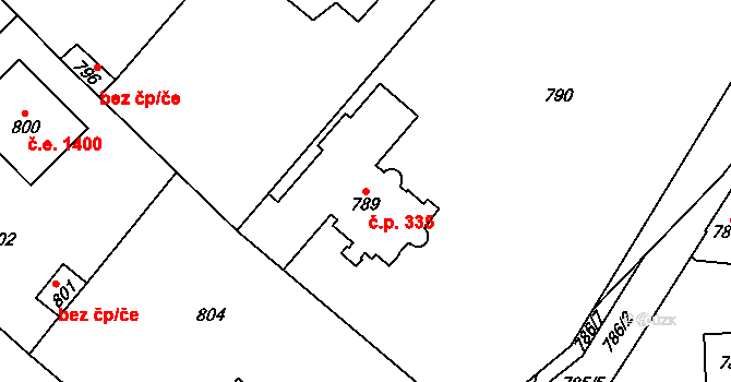 Černošice 335 na parcele st. 789 v KÚ Černošice, Katastrální mapa