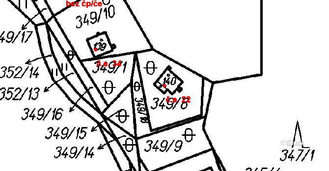 Chlistov 22 na parcele st. 140 v KÚ Chlistov, Katastrální mapa