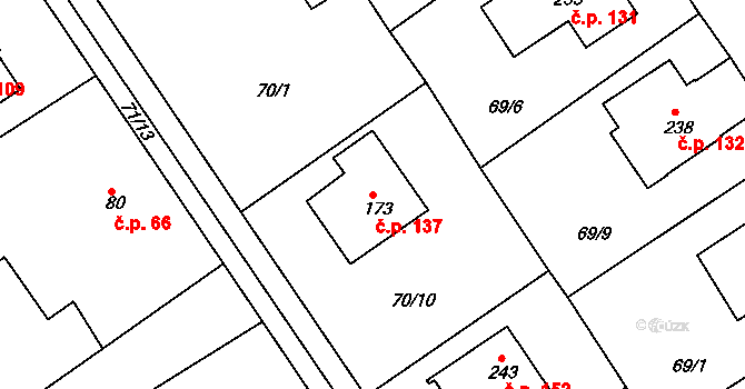 Svojkovice 137 na parcele st. 173 v KÚ Svojkovice, Katastrální mapa