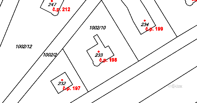 Velká Ves 198, Broumov na parcele st. 233 v KÚ Velká Ves u Broumova, Katastrální mapa