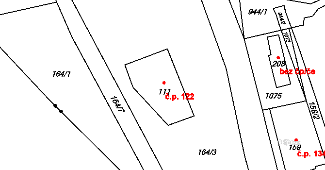 Horní Teplice 122, Teplice nad Metují na parcele st. 111 v KÚ Horní Teplice, Katastrální mapa