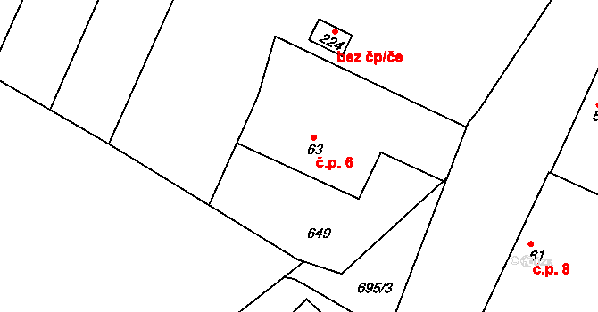 Pelechov 6, Lipoltice na parcele st. 63 v KÚ Lipoltice, Katastrální mapa