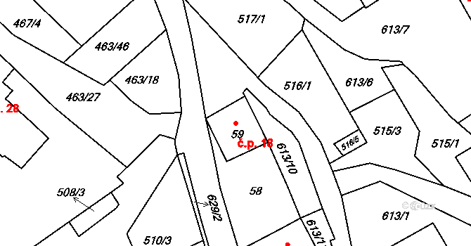 Drslavice 18 na parcele st. 59 v KÚ Švihov u Lažišť, Katastrální mapa