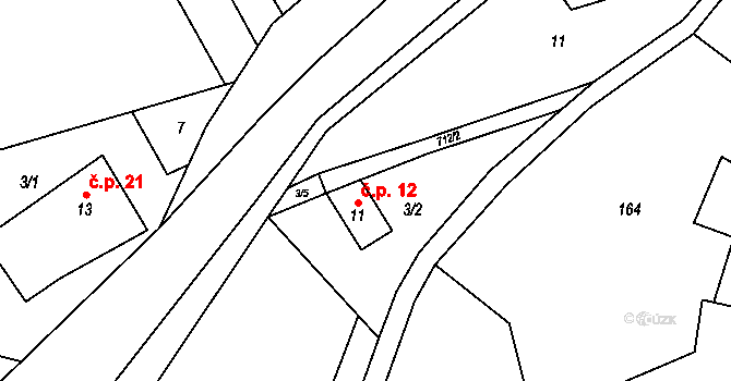 Crhov 12, Štíty na parcele st. 11 v KÚ Crhov, Katastrální mapa
