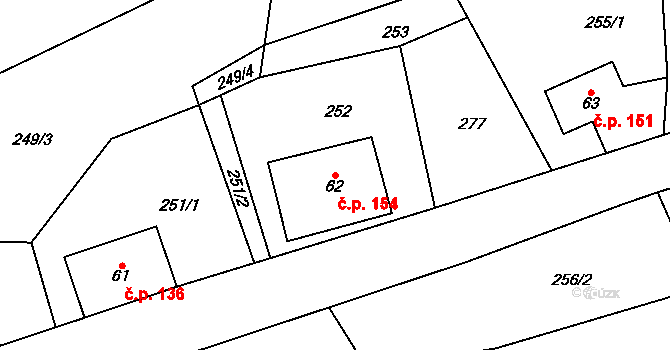 Heroltice 154, Štíty na parcele st. 62 v KÚ Heroltice u Štítů, Katastrální mapa