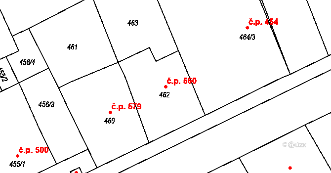 Loštice 560 na parcele st. 462 v KÚ Loštice, Katastrální mapa