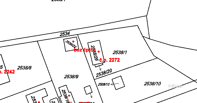 Bolevec 2272, Plzeň na parcele st. 2538/26 v KÚ Bolevec, Katastrální mapa