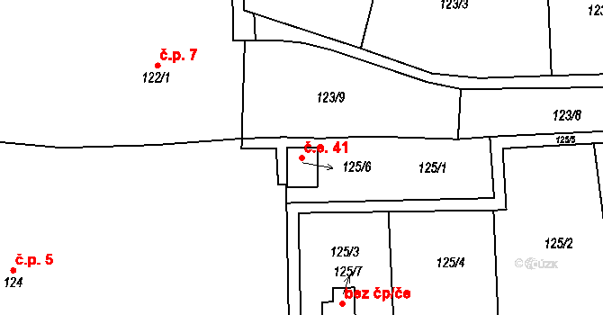 Honice 41, Stochov na parcele st. 125/6 v KÚ Honice, Katastrální mapa