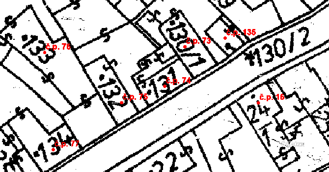 Lukavec 74 na parcele st. 131 v KÚ Lukavec u Pacova, Katastrální mapa