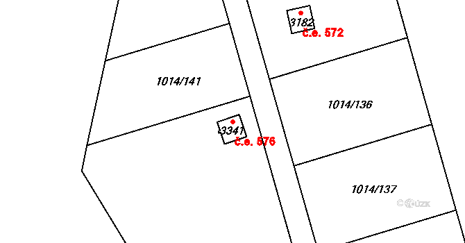 Úšovice 576, Mariánské Lázně na parcele st. 3341 v KÚ Úšovice, Katastrální mapa