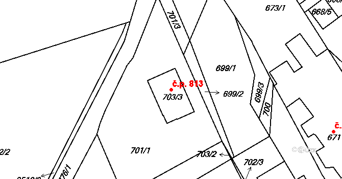Rapotín 813 na parcele st. 703/3 v KÚ Rapotín, Katastrální mapa