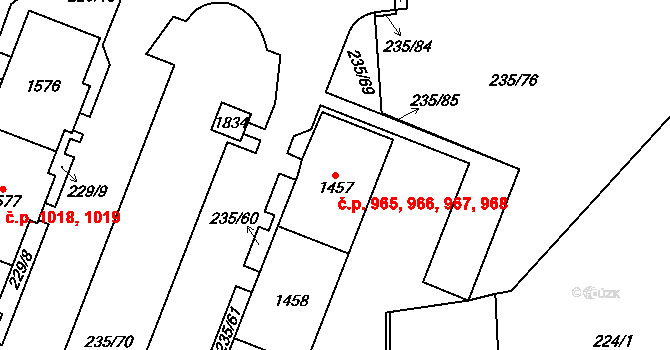 Světlá nad Sázavou 965,966,967,968 na parcele st. 1459 v KÚ Světlá nad Sázavou, Katastrální mapa