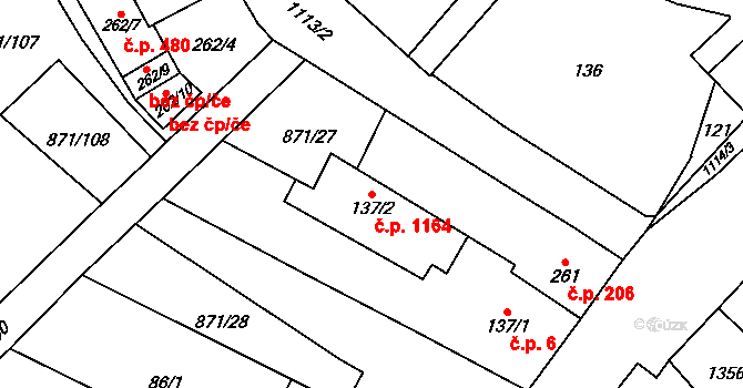 Červený Kostelec 1164 na parcele st. 137/2 v KÚ Červený Kostelec, Katastrální mapa