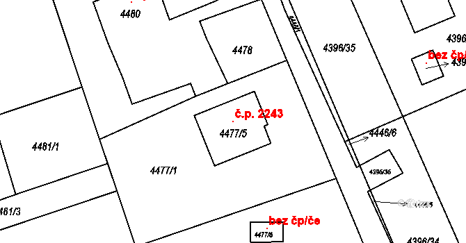 Petřvald 2243 na parcele st. 4477/5 v KÚ Petřvald u Karviné, Katastrální mapa