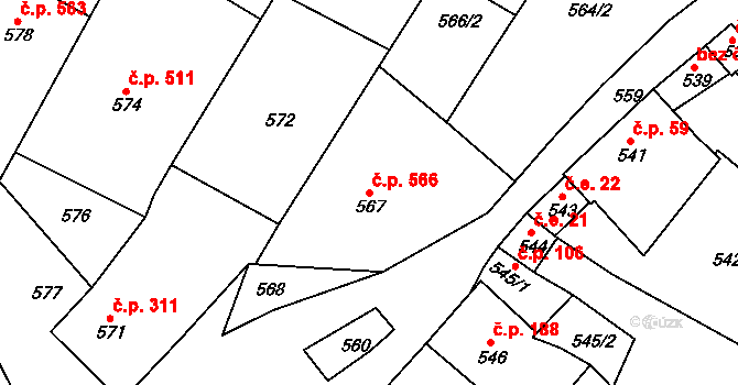 Šitbořice 566 na parcele st. 567 v KÚ Šitbořice, Katastrální mapa