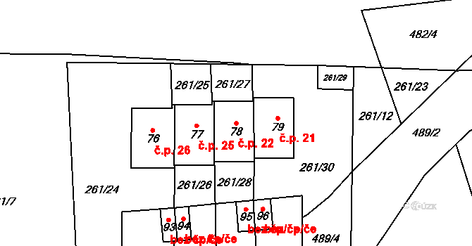 Bousín 22 na parcele st. 78 v KÚ Bousín, Katastrální mapa