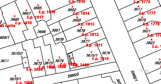 Jihlava 1811 na parcele st. 3677 v KÚ Jihlava, Katastrální mapa