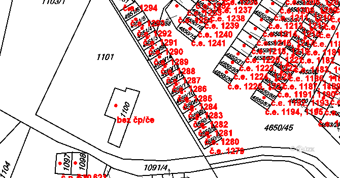 Jihlava 1285 na parcele st. 4650/11 v KÚ Jihlava, Katastrální mapa