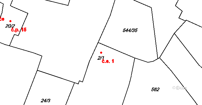 Miletice 101, Černuc na parcele st. 2/1 v KÚ Miletice u Velvar, Katastrální mapa