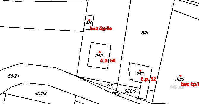 Hospozín 56 na parcele st. 242 v KÚ Hospozín, Katastrální mapa