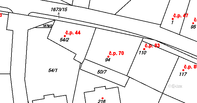 Jankov 70 na parcele st. 94 v KÚ Jankov, Katastrální mapa