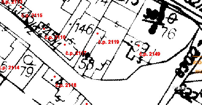 Podlusky 2119, Roudnice nad Labem na parcele st. 58 v KÚ Podlusky, Katastrální mapa