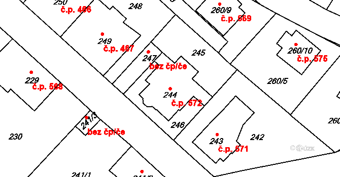 Semily 572 na parcele st. 244 v KÚ Semily, Katastrální mapa