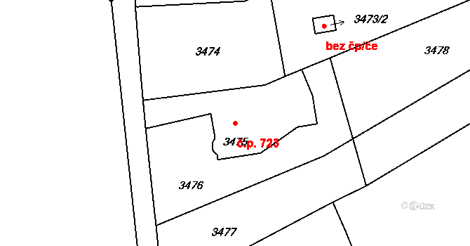 Lazy 723, Orlová na parcele st. 3475 v KÚ Lazy u Orlové, Katastrální mapa