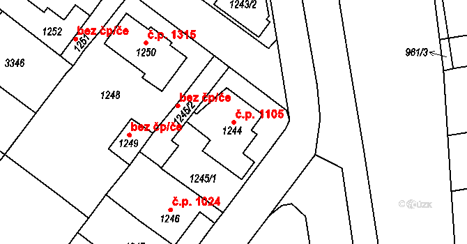 Duchcov 1105 na parcele st. 1244 v KÚ Duchcov, Katastrální mapa