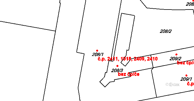 Teplice 1918,2409,2410,2411 na parcele st. 208/1 v KÚ Teplice, Katastrální mapa