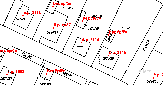 Frýdek 2114, Frýdek-Místek na parcele st. 5924/28 v KÚ Frýdek, Katastrální mapa