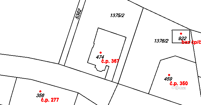Solnice 367 na parcele st. 474 v KÚ Solnice, Katastrální mapa