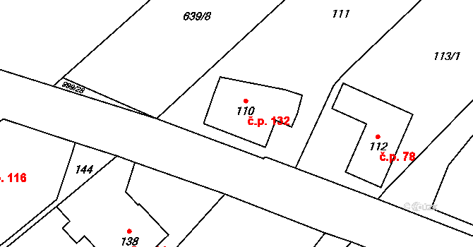 Klikov 132, Suchdol nad Lužnicí na parcele st. 110 v KÚ Klikov, Katastrální mapa