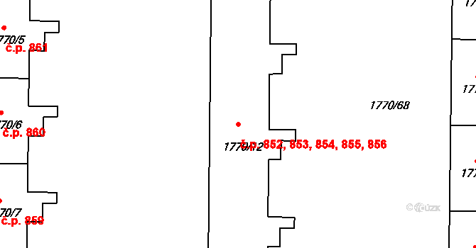 Podolí 852,853,854,855,856, Praha na parcele st. 1770/12 v KÚ Podolí, Katastrální mapa