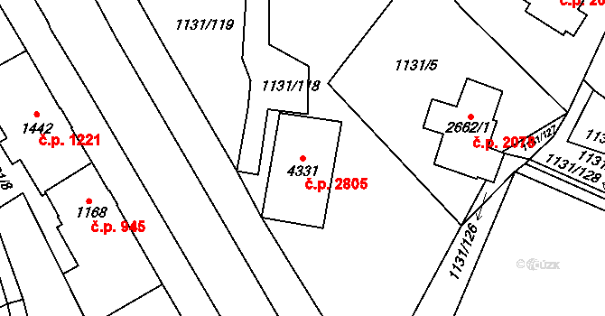 Dvůr Králové nad Labem 2805 na parcele st. 4331 v KÚ Dvůr Králové nad Labem, Katastrální mapa