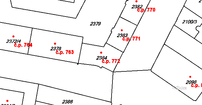 České Budějovice 3 772, České Budějovice na parcele st. 2384 v KÚ České Budějovice 3, Katastrální mapa