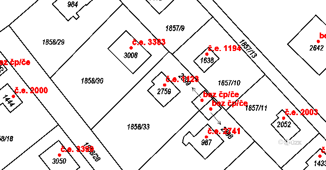 Litice 1123, Plzeň na parcele st. 995 v KÚ Lhota u Dobřan, Katastrální mapa
