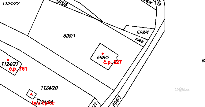 Krmelín 527 na parcele st. 598/2 v KÚ Krmelín, Katastrální mapa