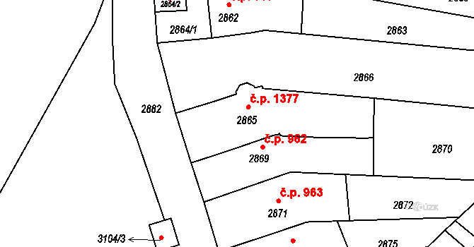 Třešť 1377 na parcele st. 2865 v KÚ Třešť, Katastrální mapa