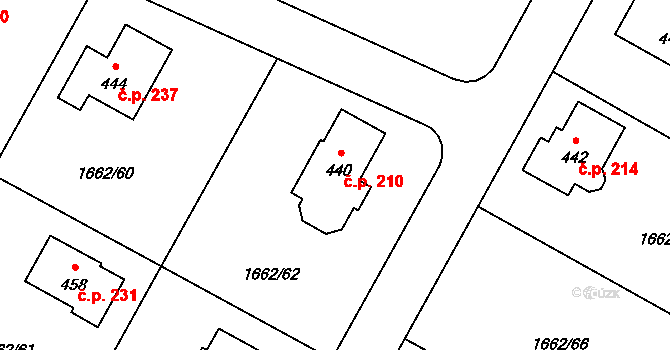 Olbramovice Ves 210, Olbramovice na parcele st. 440 v KÚ Olbramovice u Votic, Katastrální mapa