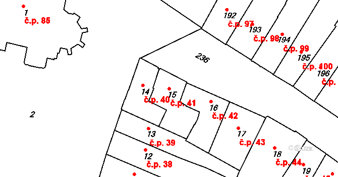 Jemnice 41 na parcele st. 15 v KÚ Jemnice, Katastrální mapa